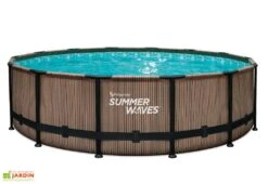 Summer Waves Piscine Hors-sol Tubulaire Ronde Effet Teck - ø 4,27 M -Solid || Axi || EXIT TOYS Soldes Boutique piscine tubulaire teck 4 27