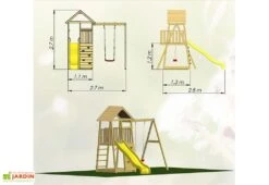 Aire De Jeux En Bois Brut Avec Portique Balançoire Et Toboggan - 7,5 M² -Solid || Axi || EXIT TOYS Soldes Boutique plan aire jeux bois wendi toys