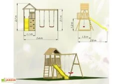 Aire De Jeux En Bois Non Traité Portique 2 Balançoires Et Toboggan Pinguin -Solid || Axi || EXIT TOYS Soldes Boutique plan aire jeux portique pinguin