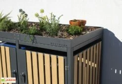 Cache Poubelle Extérieur Double Acier Imitation Bois – 2x 240 Litres -Solid || Axi || EXIT TOYS Soldes Boutique plantes abri poubelle westmann wmhhwtc 62