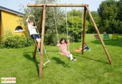Portique En Bois 3 Enfants 2 Balançoires 1 échelle - Arthur -Solid || Axi || EXIT TOYS Soldes Boutique portique 2 balanc oires 1 e chelle 2