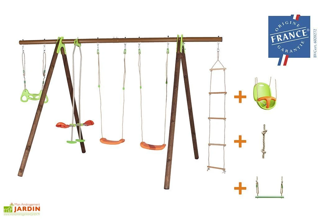 Portique Balançoires Bois Et Métal 2,30 M Bayano 5 Portique Balançoires Bois Et Métal 2,30 M Bayano – Image 3