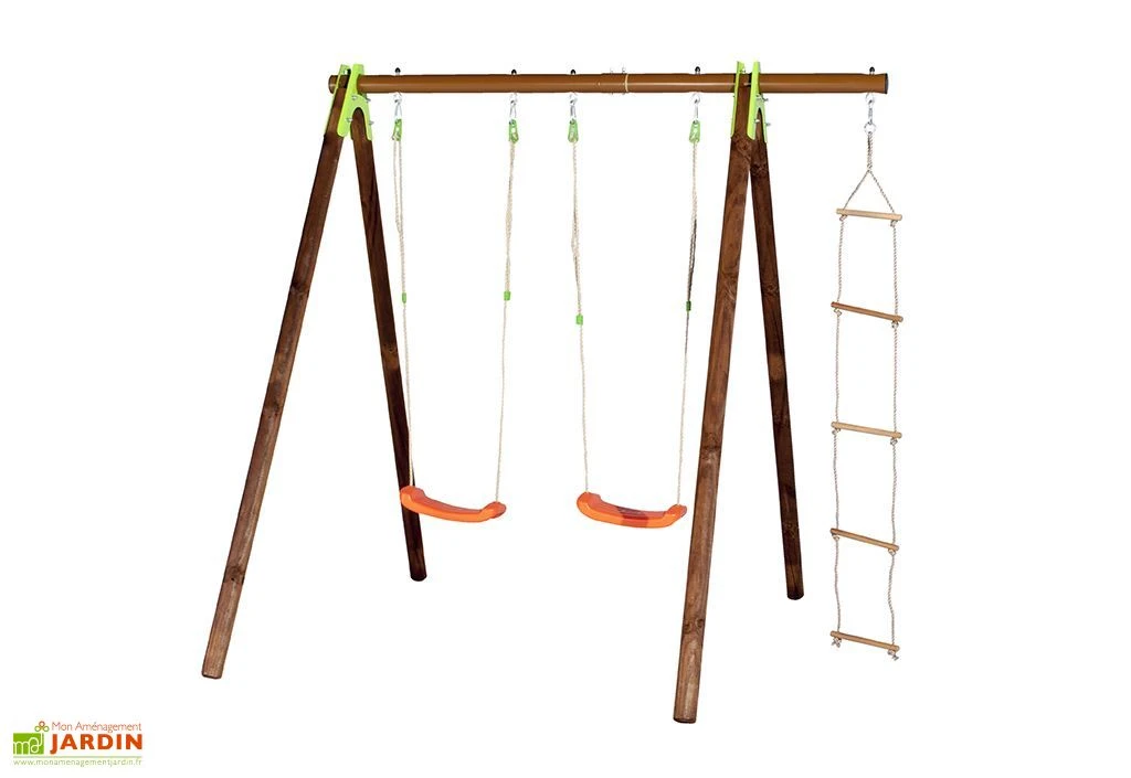 Portique Balançoires Bois Et Métal 2,30 M Xylo 3 Portique Balançoires Bois Et Métal 2,30 M Xylo