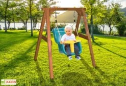 Axi Portique Balançoire Pour Bébé En Bois De Hemlock -Solid || Axi || EXIT TOYS Soldes Boutique portique bebe brun bois imputrescible 120x103x134cm 4