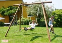 Portique En Bois 4 Enfants 2 Balançoires 1 échelle 1 Corde - Ernest -Solid || Axi || EXIT TOYS Soldes Boutique portique ernest balancoires echelle corde 2