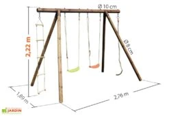 Portique En Bois 4 Enfants 2 Balançoires 1 échelle 1 Corde - Ernest -Solid || Axi || EXIT TOYS Soldes Boutique portique ernest soulet 1