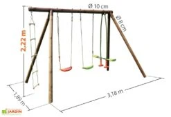 Portique En Bois 2 Balançoires 1 échelle 1 Face-à-face - Gabin -Solid || Axi || EXIT TOYS Soldes Boutique portique gabin dimensions 1