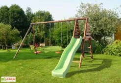 Portique Pour 7 Enfants De 3 à 12 Ans Toboggan + 4 Agrès – Jacinthe -Solid || Axi || EXIT TOYS Soldes Boutique portique jacinthe aire jeu 4 agres toboggan 2