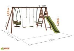 Portique Pour 7 Enfants De 3 à 12 Ans Toboggan + 4 Agrès – Jacinthe -Solid || Axi || EXIT TOYS Soldes Boutique portique jacinthe dimensions