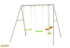 Portique Balançoire Métal Axion 2,20m Louise -Solid || Axi || EXIT TOYS Soldes Boutique portique metal enfant axion 2 balancoires face a face louise
