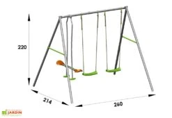 Portique Balançoire Métal Axion 2,20m Louise -Solid || Axi || EXIT TOYS Soldes Boutique portique metal enfant axion balancoires face a face louise