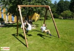Portique En Bois 1 Balançoire 1 Face-à-face 1 Siège Bébé – Pierre -Solid || Axi || EXIT TOYS Soldes Boutique portique pierre 3 enfants 1 be be 2