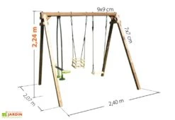 Portique En Bois 1 Balançoire 1 Face-à-face 1 Siège Bébé – Pierre -Solid || Axi || EXIT TOYS Soldes Boutique portique pierre soulet dimensions1