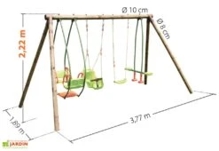 Portique En Bois Pour 6 Enfants Avec 4 Agrès - Suzanne -Solid || Axi || EXIT TOYS Soldes Boutique portique suzanne dimensions