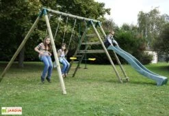 Portique Toboggan Et Balançoires En Bois Comanche 2,30 M -Solid || Axi || EXIT TOYS Soldes Boutique portique toboggan bois balancoires comanche