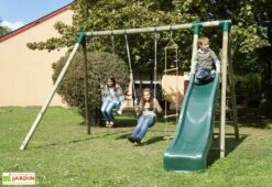 Portique Toboggan Et Balançoires En Bois Navajos 2,30 M