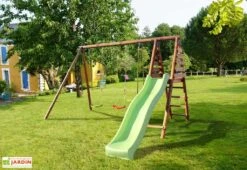 Portique En Bois Traité 5 Enfants Avec Toboggan + 3 Agrès – Violette -Solid || Axi || EXIT TOYS Soldes Boutique portique violette hauteur toboggan 3 agres 2