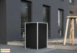 Cache-poubelle Simple En Acier Et Composite Aluminium 60 X 63 X 115 Cm -Solid || Axi || EXIT TOYS Soldes Boutique poubelle exterieure acier composite aluminium noir