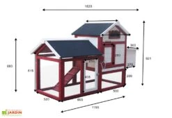 Poulailler En Bois Bicolore Standard 2-3 Poules (150 X 60 X 90 Cm) -Solid || Axi || EXIT TOYS Soldes Boutique poulailler bois rouge blanc trois poules 6 1