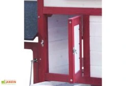 Poulailler En Bois Bicolore Standard 2-3 Poules (150 X 60 X 90 Cm) -Solid || Axi || EXIT TOYS Soldes Boutique poulailler bois rouge blanc trois poules 7 1