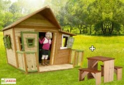 Axi Maison Enfant Bois Lisa + Table De Pique-Nique ZidZed