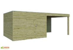 Abri De Jardin En Bois Autoclave Avec Auvent – 17,82 M²