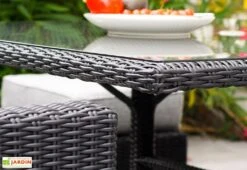 Salon De Jardin 8 Places En Aluminium Et Résine Tressée Océane Noir -Solid || Axi || EXIT TOYS Soldes Boutique resine tressee plateau verre salon jardin