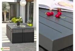 Salon De Jardin Résine Tressée Encastrable Noir : 1 Table + 8 Fts -Solid || Axi || EXIT TOYS Soldes Boutique salon de jardin encastrable 8 personnes resine tressee