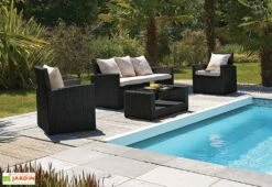 Salon De Jardin En Résine Tressée : 1 Canapé + 2 Fts + 1 Table Basse -Solid || Axi || EXIT TOYS Soldes Boutique salon de jardin resine tressee 1