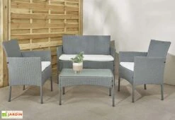 Salon De Jardin 4 Places En Aluminium Et Résine Tressée - Barcelone -Solid || Axi || EXIT TOYS Soldes Boutique salon jardin 4 places resine tressee barcelone gris