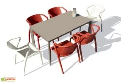 Salon De Jardin : 1 Table Aluminium 160 X 90 Cm + 6 Fauteuils – Fado -Solid || Axi || EXIT TOYS Soldes Boutique salon jardin 6 personnes aluminium taupe