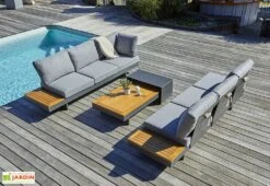 Salon De Jardin 6 Places En Aluminium Et Acacia - Vanuatu -Solid || Axi || EXIT TOYS Soldes Boutique salon jardin 6 places aluminium bois