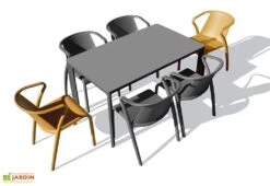 Salon De Jardin : 1 Table Aluminium 160 X 90 Cm + 6 Fauteuils – Fado -Solid || Axi || EXIT TOYS Soldes Boutique salon jardin 8 places aluminium gris anthracite