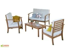 Salon De Jardin 6 Places Acacia – 1 Canapé, 1 Table Basse 2 Fauteuils