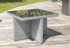Salon De Jardin En Résine Tressée Encastrable Gris : 1 Table + 4 Fts -Solid || Axi || EXIT TOYS Soldes Boutique salon jardin acier resine tressee grise 4places encastrable 3