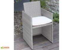 Salon De Jardin En Résine Tressée Encastrable Gris : 1 Table + 4 Fts -Solid || Axi || EXIT TOYS Soldes Boutique salon jardin acier resine tressee grise 4places encastrable 4
