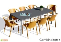 Salon De Jardin : 1 Table Aluminium 200 X 90 Cm Anthracite + 8 Fauteuils – Fado -Solid || Axi || EXIT TOYS Soldes Boutique salon jardin alu 8 places anthracite jaune