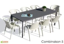 Salon De Jardin : 1 Table Aluminium 200 X 90 Cm Anthracite + 8 Fauteuils – Fado -Solid || Axi || EXIT TOYS Soldes Boutique salon jardin alu 8 places anthracite sable