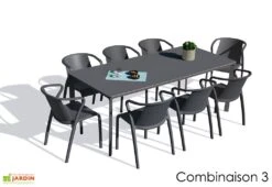 Salon De Jardin : 1 Table Aluminium 200 X 90 Cm Anthracite + 8 Fauteuils – Fado -Solid || Axi || EXIT TOYS Soldes Boutique salon jardin alu 8 places gris anthracite