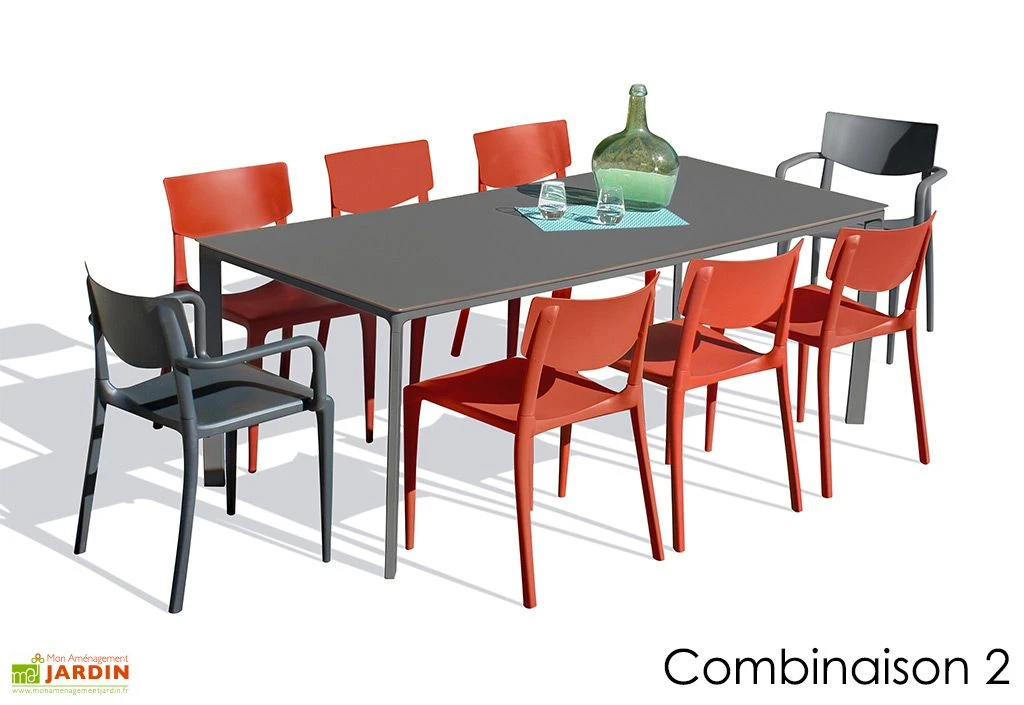 Salon De Jardin : 1 Table 200 X 90 Cm + 6 Chaises + 2 Fauteuils – Town 5 Salon De Jardin : 1 Table 200 X 90 Cm + 6 Chaises + 2 Fauteuils – Town – Image 3