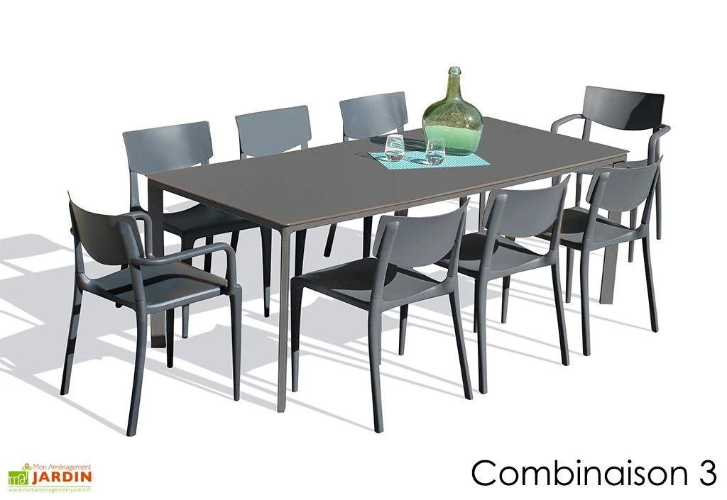 Salon De Jardin : 1 Table 200 X 90 Cm + 6 Chaises + 2 Fauteuils – Town 6 Salon De Jardin : 1 Table 200 X 90 Cm + 6 Chaises + 2 Fauteuils – Town – Image 4