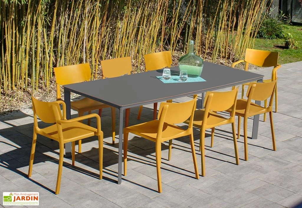 Salon De Jardin : 1 Table 200 X 90 Cm + 6 Chaises + 2 Fauteuils – Town 3 Salon De Jardin : 1 Table 200 X 90 Cm + 6 Chaises + 2 Fauteuils – Town