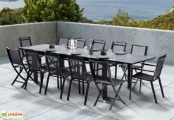 Salon De Jardin HPL Star : Table Extensible + 8 Fauteuils + 4 Chaises