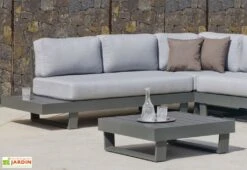 Hevea Salon De Jardin En Aluminium Anastacia Blanc + Coussins Gris Marinland -Solid || Axi || EXIT TOYS Soldes Boutique salon jardin aluminium anastacia 1 canape angle 1 table basse 2