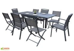 Salon De Jardin Aluminium Modulo Gris Anthracite (TB + FT + CH)