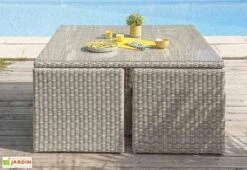 Salon De Jardin En Aluminium Et Résine Tressée Oceane Lunch – 8 Places -Solid || Axi || EXIT TOYS Soldes Boutique salon jardin aluminium resine tressee 8 places oceane lunch 4