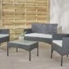 Salon De Jardin 4 Places En Aluminium Et Résine Tressée - Barcelone -Solid || Axi || EXIT TOYS Soldes Boutique salon jardin aluminium resine tressee barcelone