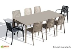 Salon De Jardin : 1 Table 200 X 90 Cm + 6 Chaises + 2 Fauteuils – Park -Solid || Axi || EXIT TOYS Soldes Boutique salon jardin aluminium taupe 8 fauteuils gris