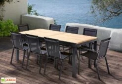 Salon De Jardin Bali Aluminium Et Teck : Table Extensible + 8 Fauteuils -Solid || Axi || EXIT TOYS Soldes Boutique salon jardin aluminium wilsa 603044