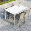 Salon De Jardin : 1 Table Aluminium 120 X 80 Cm + 4 Chaises – Hall -Solid || Axi || EXIT TOYS Soldes Boutique salon jardin meet hall 4 chaises table blanche